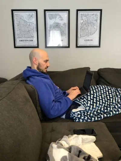 Zac poor posture on couch