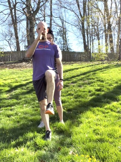 marching with pressure outdoors